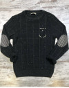 Maglione toppe gomito nero melange