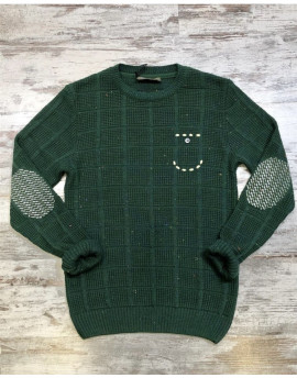 Maglione toppe gomito verde melange